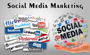 Gambar yang menggambarkan berbagai platform digital marketing seperti SEO, media sosial, dan iklan berbayar