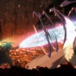 Riko dan Reg menembakkan sinar energi ke arah makhluk besar di gua bawah tanah, dalam adegan penuh ketegangan dari Made in Abyss