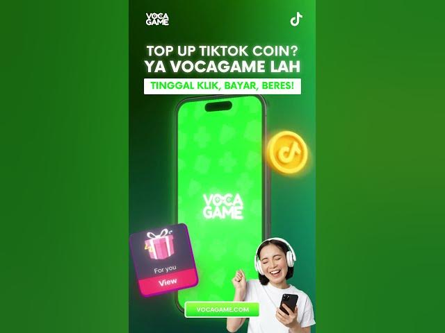 Ilustrasi top up TikTok Coin melalui VocaGame dengan proses mudah dan praktis untuk pengguna baru