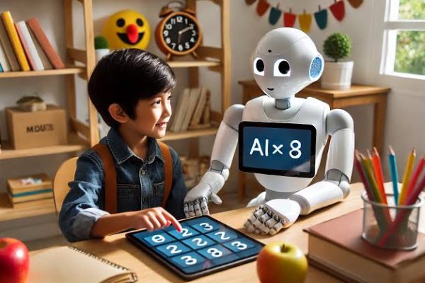 Siswa menggunakan AI sebagai teman belajar di depan laptop