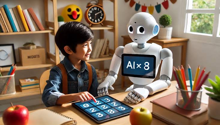 Siswa menggunakan AI sebagai teman belajar di depan laptop