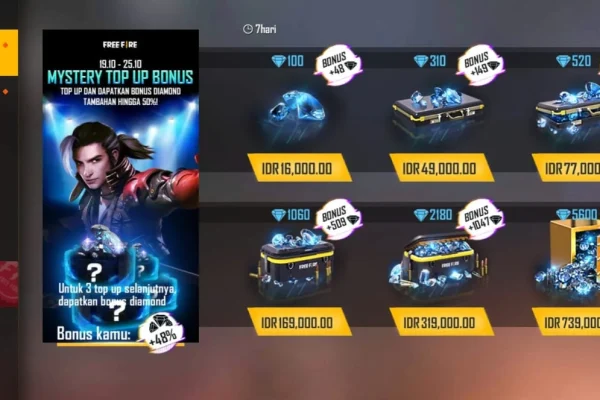 Tampilan diamond Free Fire pada menu utama game